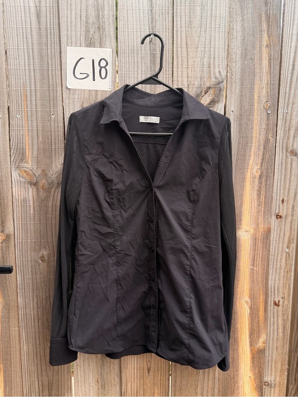 Anatomie Black Long-Sleeve Button-Up Dress Shirt Size medium